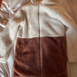 Carve Designs White and Brown Teddy Jacket